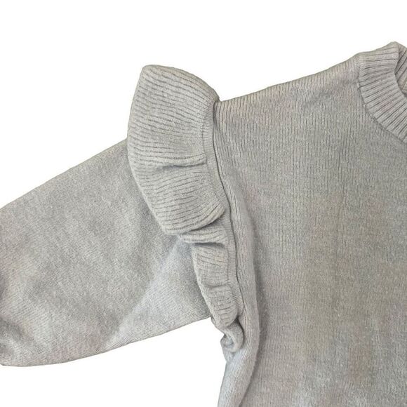 Zara Baby Knit Ruffle Shoulder Crew Neck Pullover Sweater Size 9-12 Months White - Picture 6 of 6